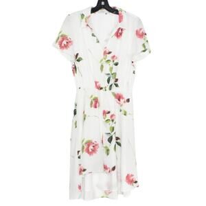 Ali & Jay Womens Dress Cottage Boho Feminine Romantic Floral V Neck White Large